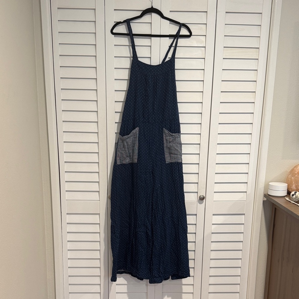 NATURAL LIFE super soft navy overalls with contrasting pockets